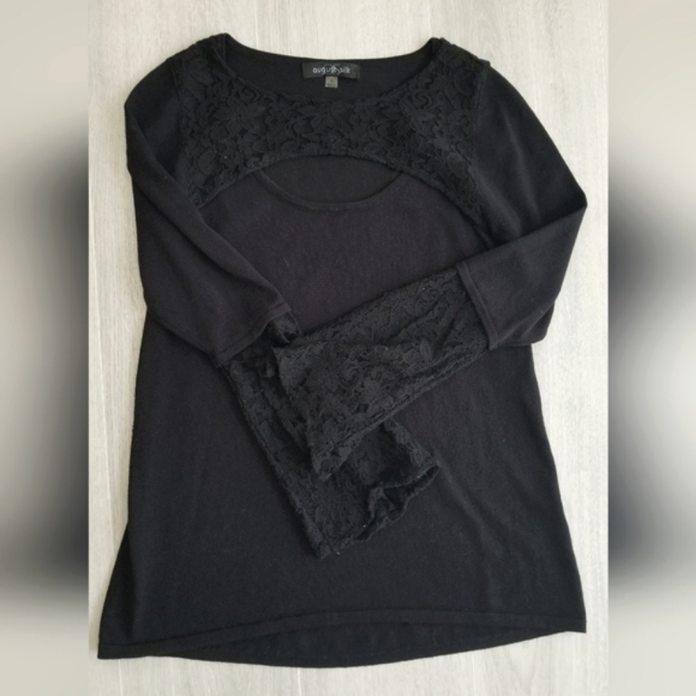 Elegant Black Lace Sleeve Top